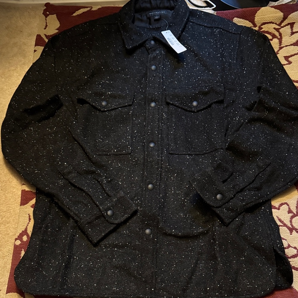 J. Crew Black Speckled Snap-Front Shirt Jacket